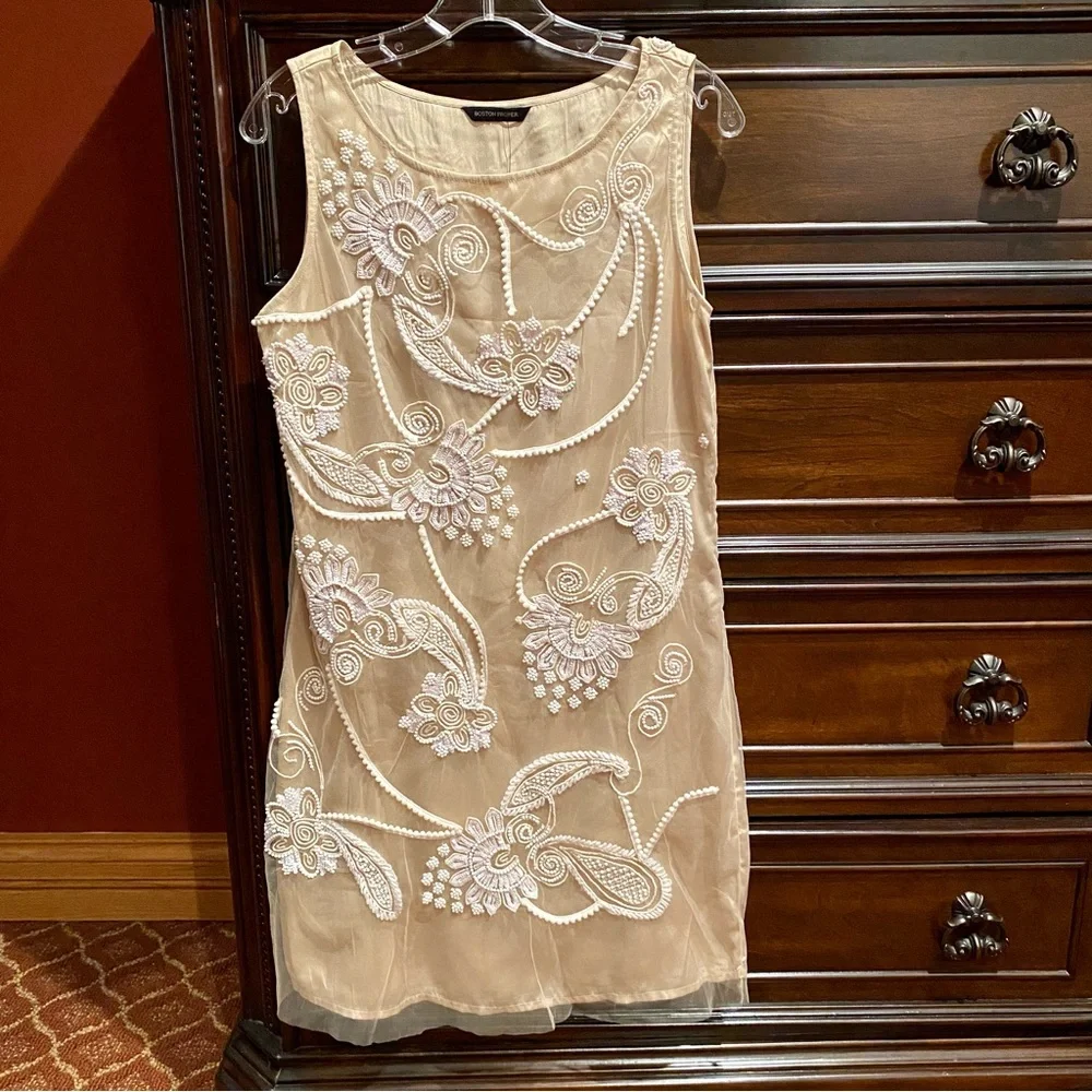 Boston Proper Hand Beaded Tulle Mini Dress | S - Picture 9 of 9
